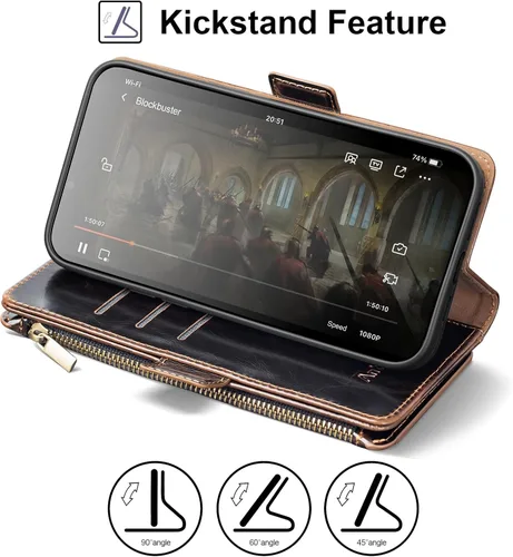 Vista 6 de Antsturdy Funda tipo cartera compatible con iPhone 12 Mini, funda de piel sintética con bloqueo RFID, funda para teléfono para mujeres y hombres