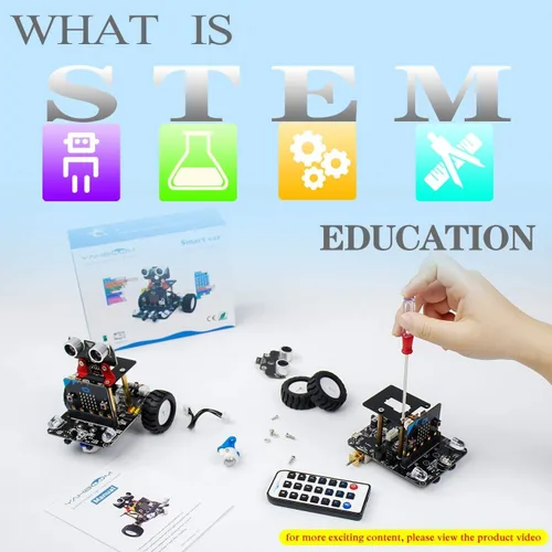 Vista 4 de Yahboom Microbit V2 Coding Smart Robotics Toys DIY STEM Science Education RC Kit de coche para niños de 10 años en adelante, compatible con BBC
