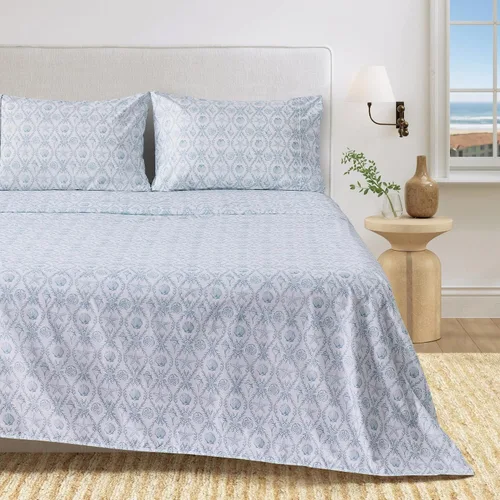 Vista 15 de Great Bay Home Juego de sábanas de microfibra de 3 piezas con estampado náutico, sábanas ultrasuaves y sábanas con temática de playa (ancla)