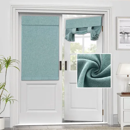 H.VERSAILTEX - Cortinas para puerta francesa de textura de lino, cortinas opacas para ventana de cocina, impermeables, 26x40 pulgadas,