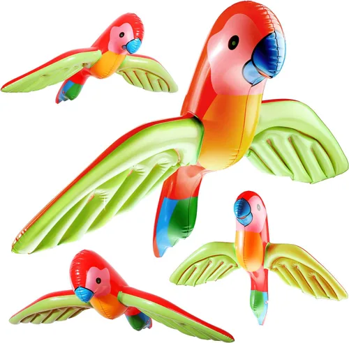 4 piezas inflables de loro volador inflables de animales de pájaros, decoración de fiesta de loro inflable para verano, tropical, hawaiano, fiesta,
