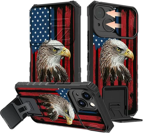 Vista 63 de Rossy Funda para iPhone 14 2022, para iPhone 14 con funda deslizante para cámara deslizante, soporte integrado, doble capa híbrida, a prueba de 1-37
