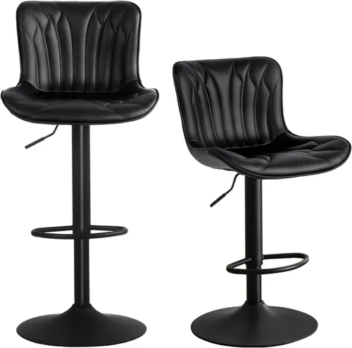 Vista 10 de YOUNUOKE Juego de 2 taburetes de bar, taburetes de bar de altura de mostrador para isla de cocina, modernas sillas de bar giratorias ajustables