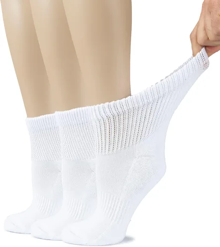 Vista 23 de Hugh Ugoli Calcetines tobilleros de algodón para mujer para diabéticos, anchos, sueltos, elásticos, puntera sin costuras, semiacolchado superior sin