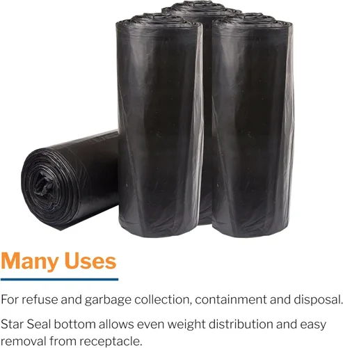 Vista 5 de McKesson 55 Gallon Trash Bags - 100 Count, 43" x 47" Black Garbage Bags, Heavy Duty 1.5 Mil with Star-Sealed Bottom, Large Trash Can Liners for