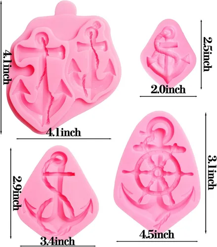 Vista 2 de Moldes de silicona para fondant, moldes para hornear chocolate con ancla de barco para decoración de pasteles, decoración de cupcakes, caramelo