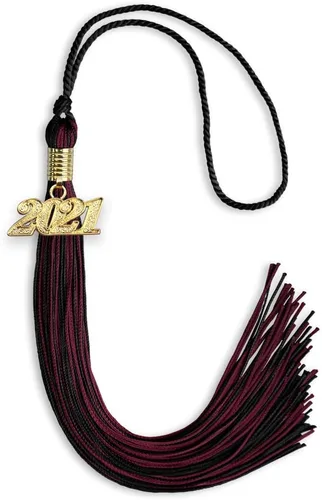 Vista 116 de Endea Graduation - Borla de doble color mixto con fecha dorada (negro/dorado antiguo, 2021)