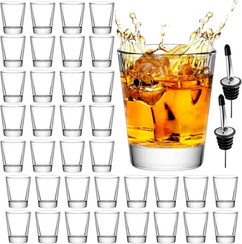 Vista 6 de INFTYLE Juego de 24 vasos de chupito transparentes de 1.7 onzas, con base pesada, vasos de chupito a granel para whisky, tequila, vodka, licor