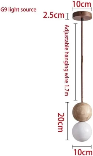 Vista 6 de Nordic Modern Bedside Hanging Lamp Double Sphere Pendant Light Fixture Industrial Vintage Natural Yellow Travertine Chandelier for Dining Room
