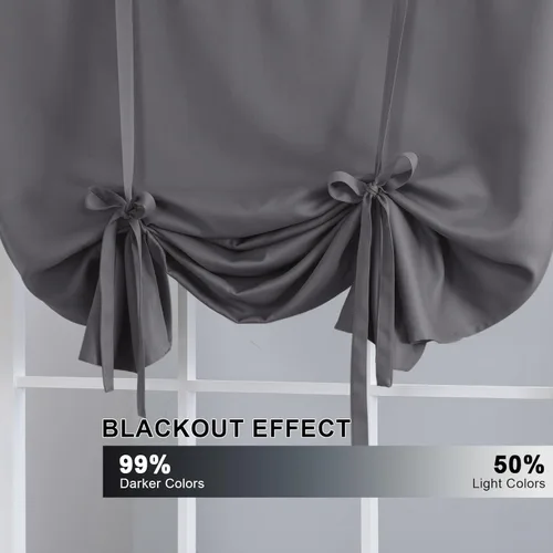 Vista 3 de H.VERSAILTEX - Cortina opaca con ojales, aislante térmica, panel de bolsillo para varilla, cortina corta para baño, cortina con lazo para ventana