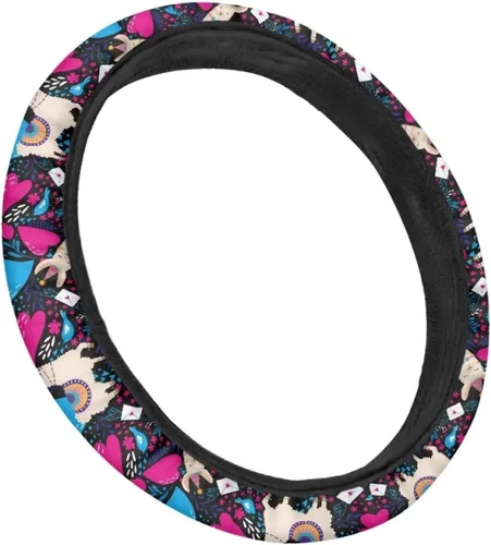 Vista 3 de FOR U DESIGNS Funda de volante con estampado de alpaca, antideslizante, suave, ajuste universal, protector de volante de automóvil de 15 pulgadas