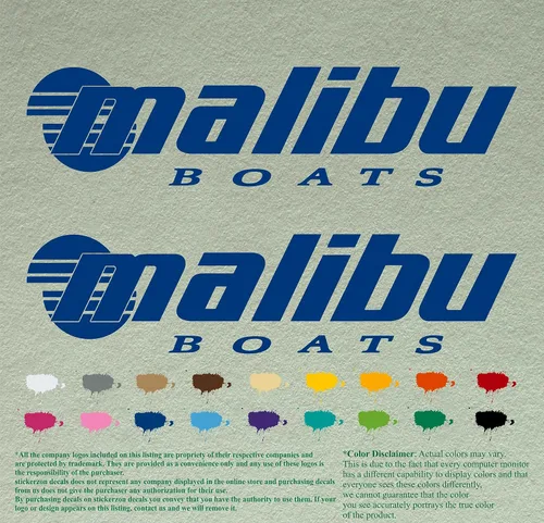 Vista 5 de Malibu Boat - Juego de 2 calcomanías de vinilo de repuesto compatibles con botes de restauración (12 pulgadas, negro 070)