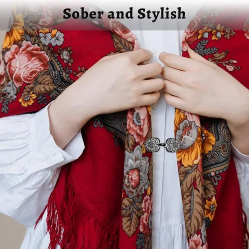 Vista 7 de 4 clips de suéter vintage, clips para suéter para cárdigans para sujetar el suéter juntos, cierre de cuello de chal, broche de camisa y clips