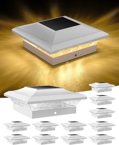 Vista 10 de T-SUN Luces Solares para Tapas de Postes Paquete de 6 para Postes de Vinilo/Madera de 4x4, Impermeables para Exteriores Blanco Cálido y Frío