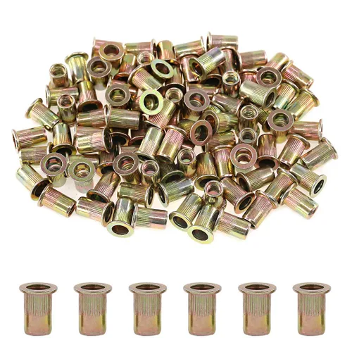 Vista 8 de Glarks - Kit surtido de tuercas roscadas de inserción, cabeza plana, acero al carbono con revestimiento de zinc, 5/32"-32UNC 8-32UNC 10-24UNC