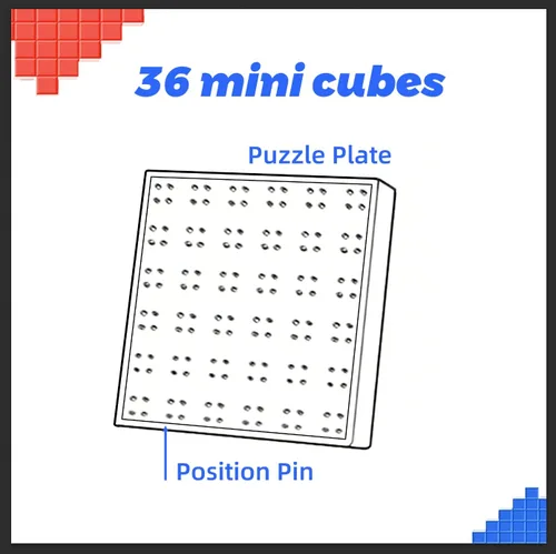 Vista 2 de Cubo Mosaico GAN, 6x6, 36 piezas de cubos mini 3x3 con placa de rompecabezas, con placa de rompecabezas, cubo mágico rompecabezas juguete para niños