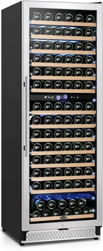 Vista 10 de Tylza Refrigerador de vino de 8 botellas, bodega con puerta de vidrio templado de baja emisión, pantalla táctil LED, cerradura, sin escarcha, sin