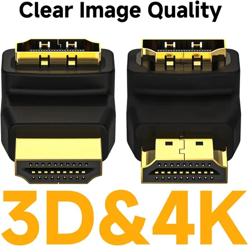 Vista 2 de VCE Adaptador HDMI de 90 y 270 Grados, 2 unidades, Adaptador Conector HDMI Macho a Hembra de Ángulo Recto L, Soporta 3D&4K