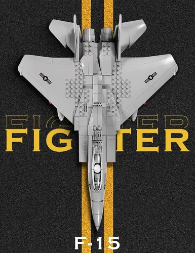 Vista 2 de SEMKY Militar F-15 Eagle Fighter Jet Air Force Juego de bloques de construcción (262 piezas) - Construcción para fanáticos militares y niños