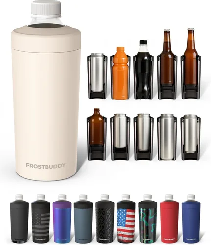Vista 39 de Universal Buddy XL Can Cooler de Frost Buddy - Se adapta a latas y botellas de 12 onzas, 16 onzas, 20 onzas y 24 onzas - Mantén tus bebidas Azul bebé