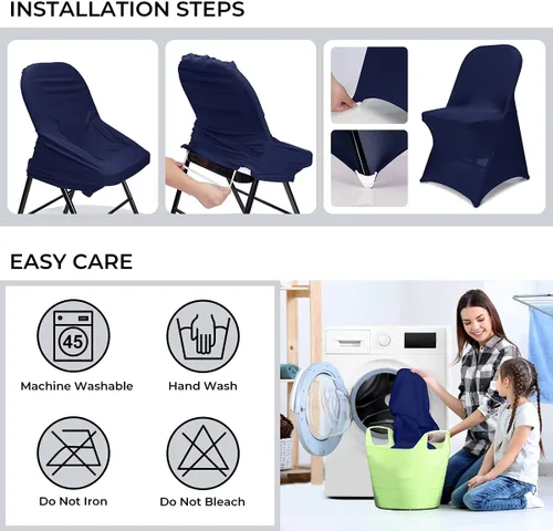 Vista 6 de Babenest - Fundas plegables para sillas de licra, 10 unidades, universales, elásticas, lavables, ajustadas, para bodas, vacaciones, banquetes