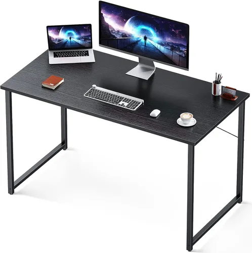 Vista 13 de Coleshome Escritorio para computadora de 48 pulgadas, escritorio moderno de estilo simple para oficina en casa, escritorio de estudio para Roble gris