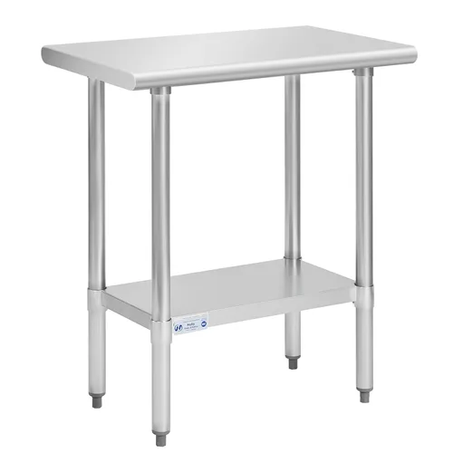 Vista 40 de Hally - Mesa de trabajo y preparación de acero inoxidable, mesa comercial de gran resistencia con estante inferior y salpicadero para restaurante