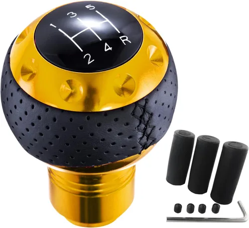 Vista 8 de Arenbel Pomo de Palanca de Cambios Manual de Cuero de 5 Velocidades Mango de Bola Perilla de Palanca de Cambios Repuesto Compatible con la Mayoría