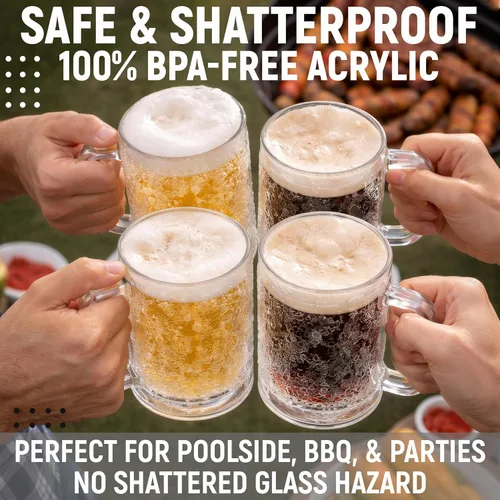 Vista 5 de Tazas de cerveza para congelador con gel, juego de 4, tazas congeladas de Transparente