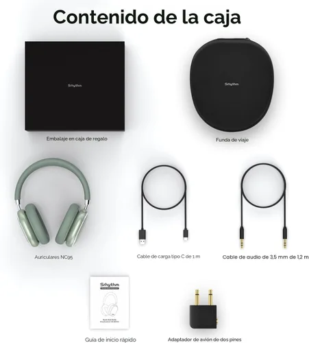 Vista 9 de Srhythm NiceComfort 95 Auriculares híbridos con cancelación de ruido, auriculares Bluetooth inalámbricos con modo de transparencia, ENC, sonido HD