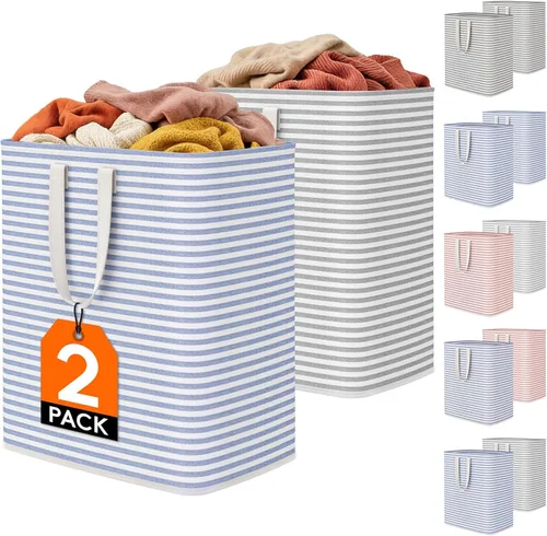 Vista 41 de Lifewit Paquete de 2 Cestas de Ropa Grandes Plegables, Cestas de Lavandería Independientes Impermeables con Asas de Fácil Transporte para Cuarto