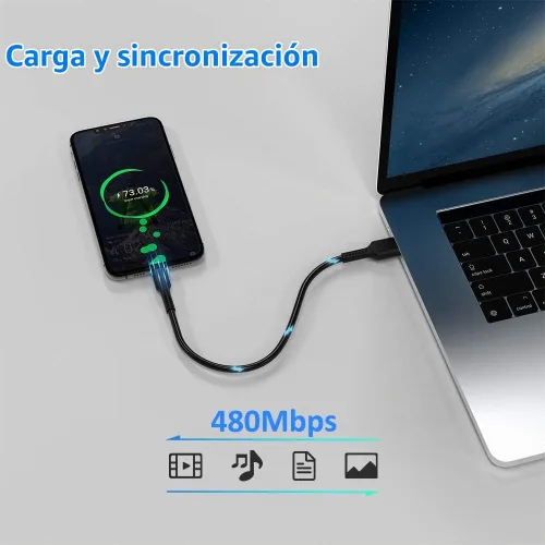 Vista 5 de Cable corto USB C de 4 pulgadas, paquete de 5 cables de carga rápida USB A a USB tipo C para estaciones de carga compatibles con Samsung Galaxy Note