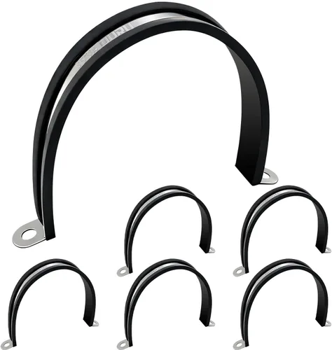 Vista 10 de OURU 12 piezas de abrazadera de tubo de 1 pulgada de acero inoxidable 304, abrazadera de tubo aislada con cojín de goma resistente, abrazadera en U