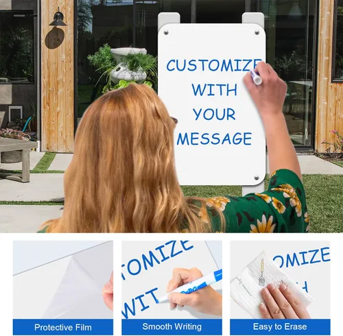 Vista 6 de Paquete de 2 letreros de metal blanco en blanco, 10 x 7 pulgadas, letrero de aluminio en blanco para bricolaje, libre de óxido, resistente a