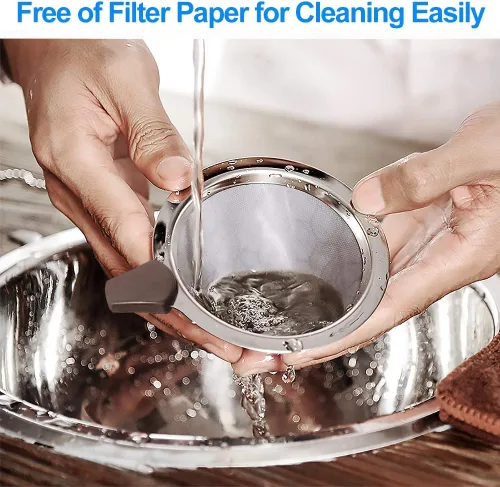 Vista 6 de Kit de cafetera con gotero de café, filtro de acero inoxidable reutilizable, jarra de vidrio de borosilicato resistente al calor de 20.3 fl oz