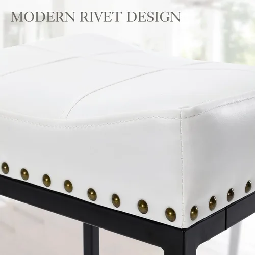 Vista 35 de LUE BONA Taburetes de bar de altura de mostrador de 24 pulgadas, juego de 3, moderno taburete de cuero sintético sin espalda con patas de metal