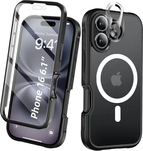 Vista 16 de Funda para iPhone 15 de cuerpo completo, protector de pantalla integrado, con protector de lente de cámara, [antiamarilleamiento], funda protectora