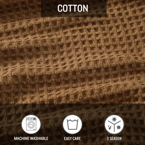Vista 6 de Eddie Bauer - Manta tamaño King, ropa de cama 100% algodón suave con textura de tejido gofre, 400 GSM, manta para sofá o cama (marrón)