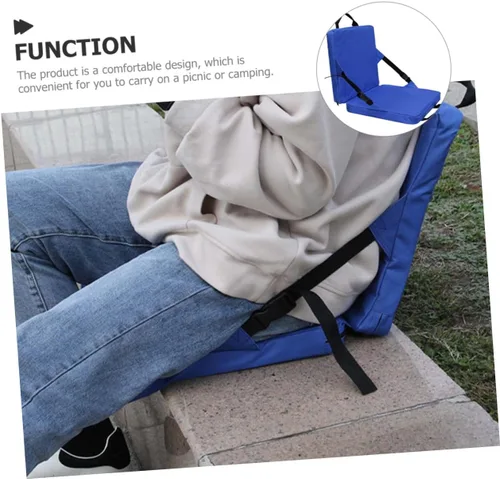 Vista 7 de Cojín portátil para silla al aire libre con soporte para la espalda, tela Oxford y algodón perlado, almohadilla de asiento de estadio para camping