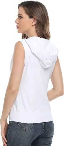 Vista 5 de MISS MOLY Sudadera básica sin mangas con capucha para mujer con cremallera