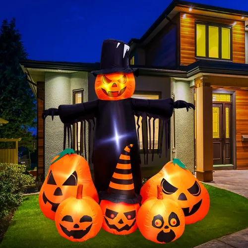 Vista 7 de Max Fun Decoraciones inflables de calabaza de Halloween de 7 pies con LED integrado, decoración de patio de Halloween, inflables para exteriores