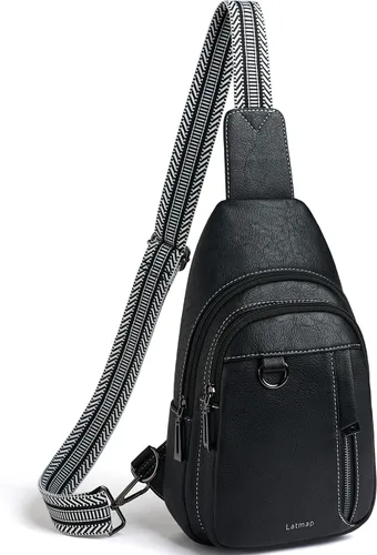 Vista 8 de LATMAP Sling Bag for Women Men Leather Small Sling Backpack Daypack Anti Theft Fanny Pack Crossbody Purse Travel