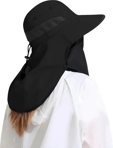 Sombrero de sol al aire libre desmontable cuello solapa UPF 50+protección UV visera sombreros de pesca con solapa para el cuello para hombres y