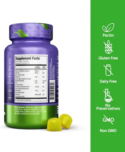 Vista 2 de ORZAX Black Seed Oil HSN Gummies 500mg – Hair Skin Nails Support with Biotin, Vitamin C, A, E & Zinc – Pectin Based Gummy