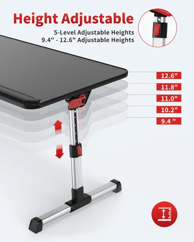 Vista 2 de Mesa para Laptop, SAIJI Soporte Ajustable para Laptop, Escritorios Portátiles para Regazo con Patas Plegables, Bandeja de Desayuno de Pie