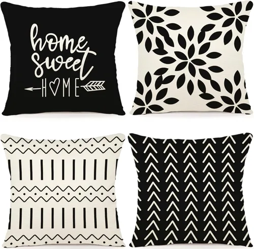 Vista 16 de YCOLL - Juego de 4 fundas de cojín de 16 x 16 pulgadas de tela de lino para exteriores, sofá, cama, automóvil, amarillo