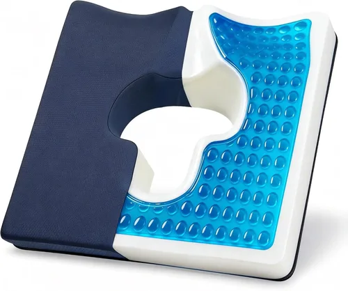 Vista 13 de Cojín de asiento de silla de ruedas de gel, cojines para dolor de cama para glúteos, almohada de espuma viscoelástica para hemorroides para sillas