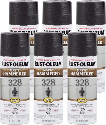 Vista 19 de Rust-Oleum 7215830 – Pintura en aerosol con efecto martillado para prevención del óxido, 12 oz (340 g), color negro