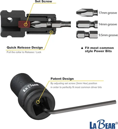 Vista 9 de LaBear Juego de 8 brocas de torsión de potencia de 2.95 pulgadas de largo T10 - T40 Star & Phillips PH2, magnético, vástago hexagonal de 1/4