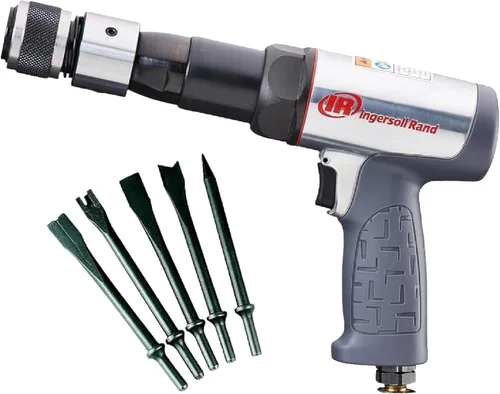 Vista 7 de Ingersoll Rand 119MAX Martillo de aire de barril largo, retenedor de cambio rápido, herramienta eléctrica antivibración, agarre cómodo, ligero, gris